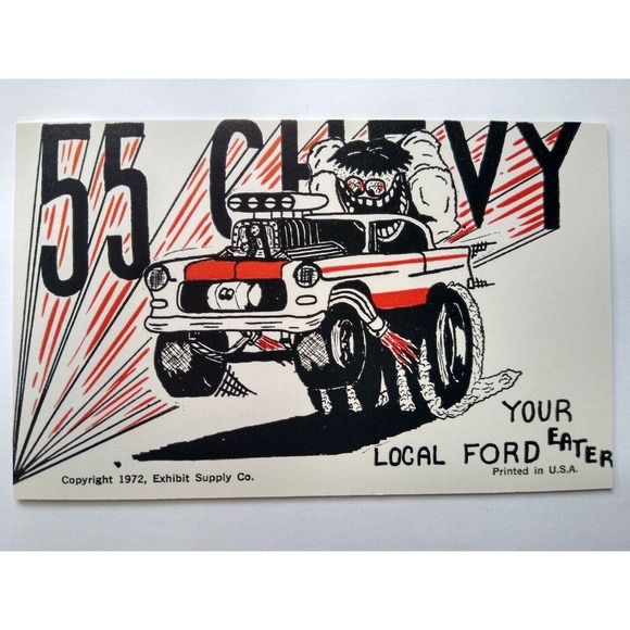 Hot Rod Postcard 55 Chevy Sports Car Surf Beatnik Monster Racing Coin-Op Card - Picture 3 of 3